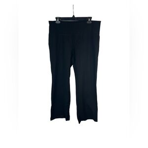 Soft surroundings black pull on wide leg pants with tummy control panel size L/P